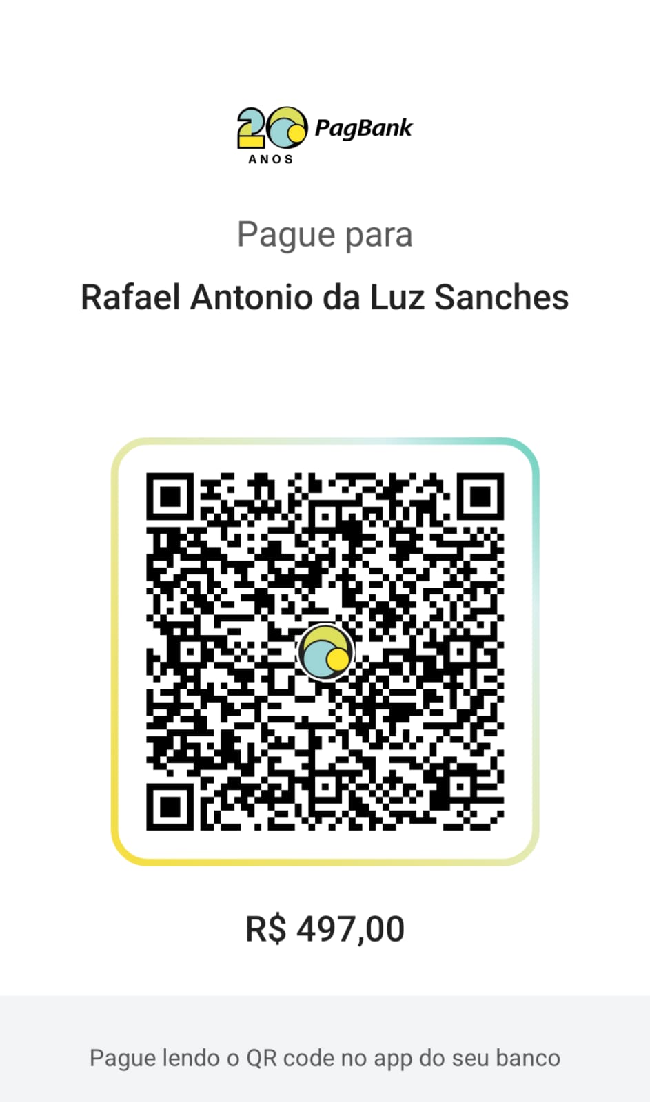 QR code Pix para pagamento da inscrição.